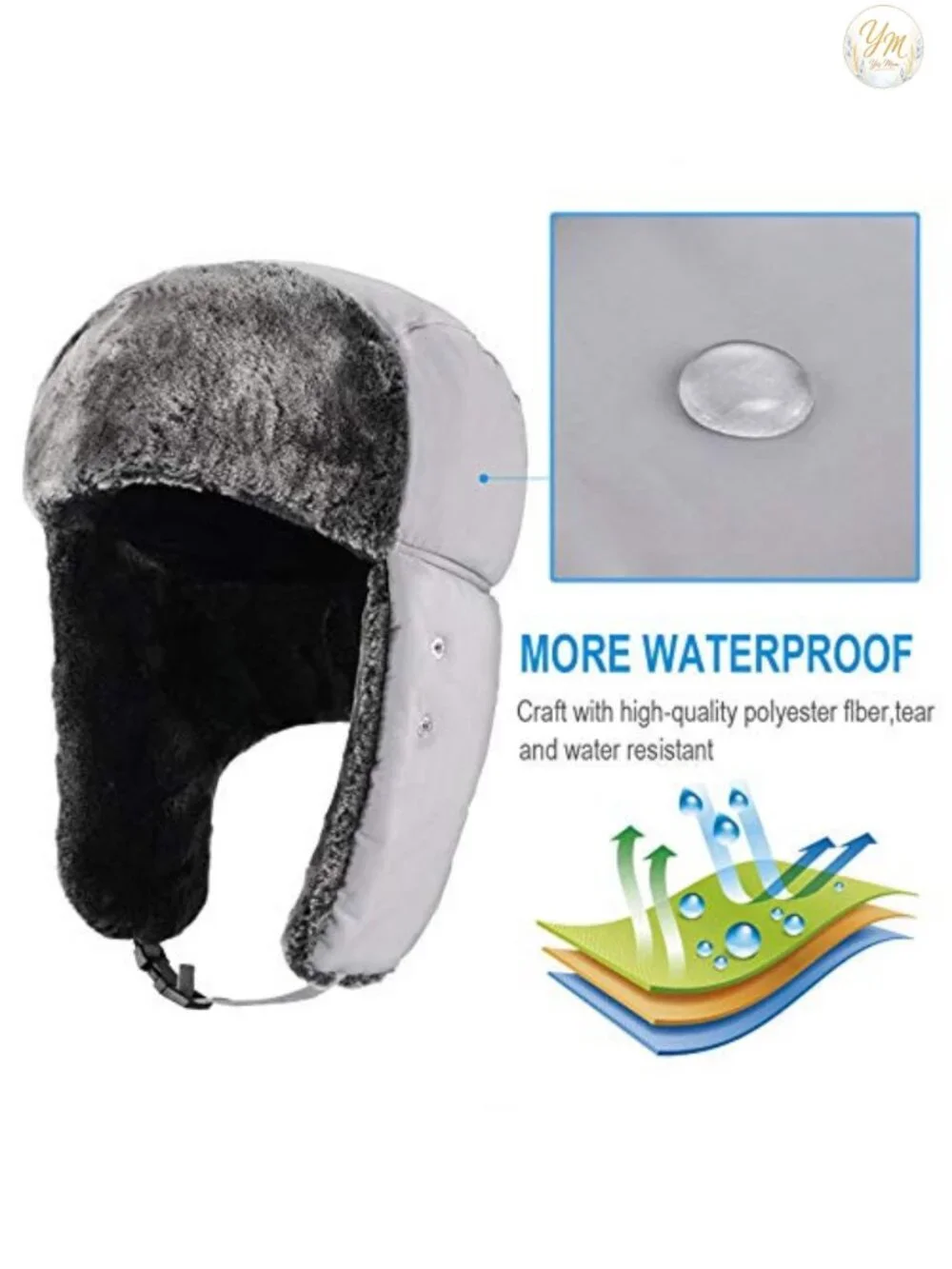 Winter Trapper Hat with Ear Flaps Waterproof Polyester